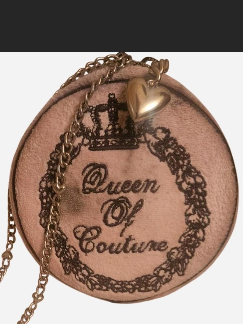 Juicy Couture Circa '2004' Queen Of Couture Light Pink Round Canteen Crossbody